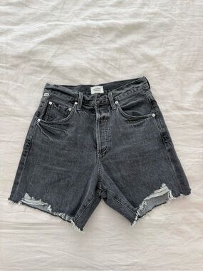 Citizens Of Humanity Washed Black High-Rise Distressed Jean Shorts